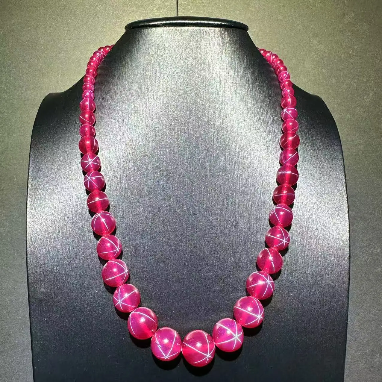 Lab-Created Star Gemstone Ruby Sapphire Graduated Necklace  6-14mm