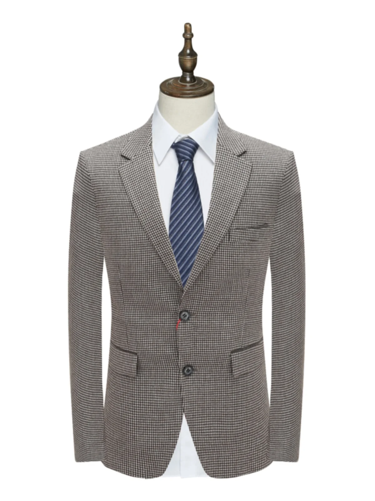 

Темно-коричневый мужской повседневный костюм с двумя пуговицами без разреза для бизнеса для отдыха Faion Urban Sle Long Sve Stand Fit весна-осень