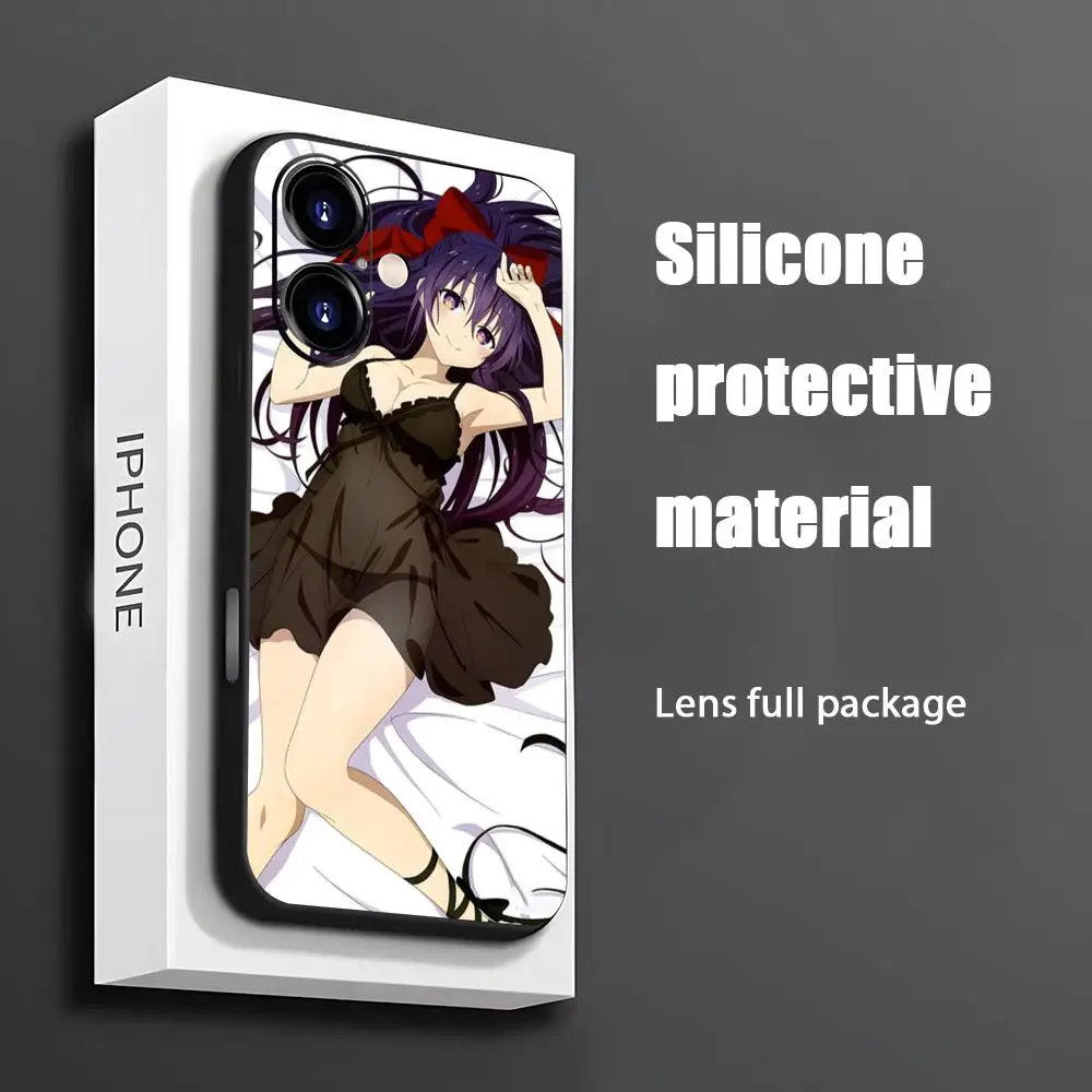 Чехол для телефона Anime Hot Yatogami Tohka для iPhone 17, 16, 15, 14, 13, 12, 11 X XR XS 8 Plus Mini Pro Max, мягкий черный противоударный чехол