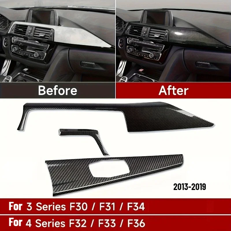 Center Console Dashboard Panel Trim Cover Carbon Fiber Pattern ABS For BMW 3GT F34 New Pro Kit Car