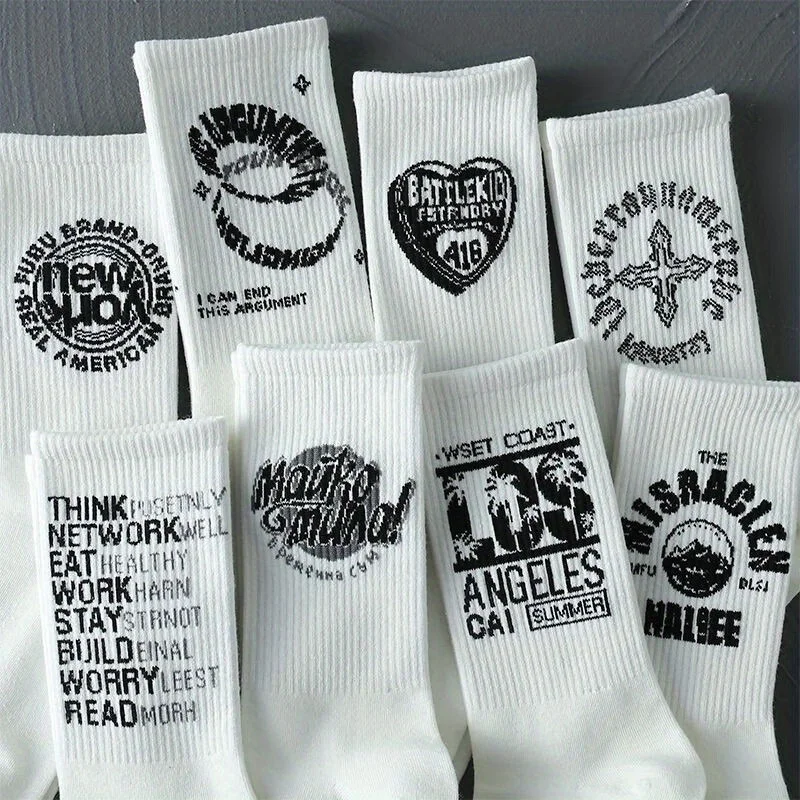 8 Pairs Men's Simple Mid Calf Socks Classic Casual Daily Versatile Soft Breathable Comfortable Socks for Men