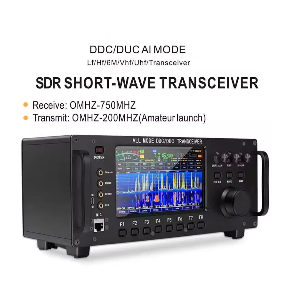 High quality HF-98 WIFI CW FT8 3D waterfall spectrum display full frequency ssb sdr transceiver