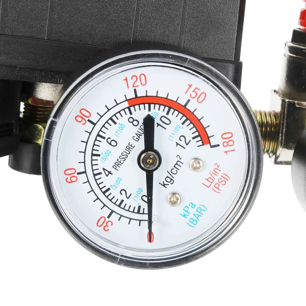 Air Compressor Pressure Switch 90-120PSI Safety Valve Control Manifold Regulator Gauges Safety Valve 1/4