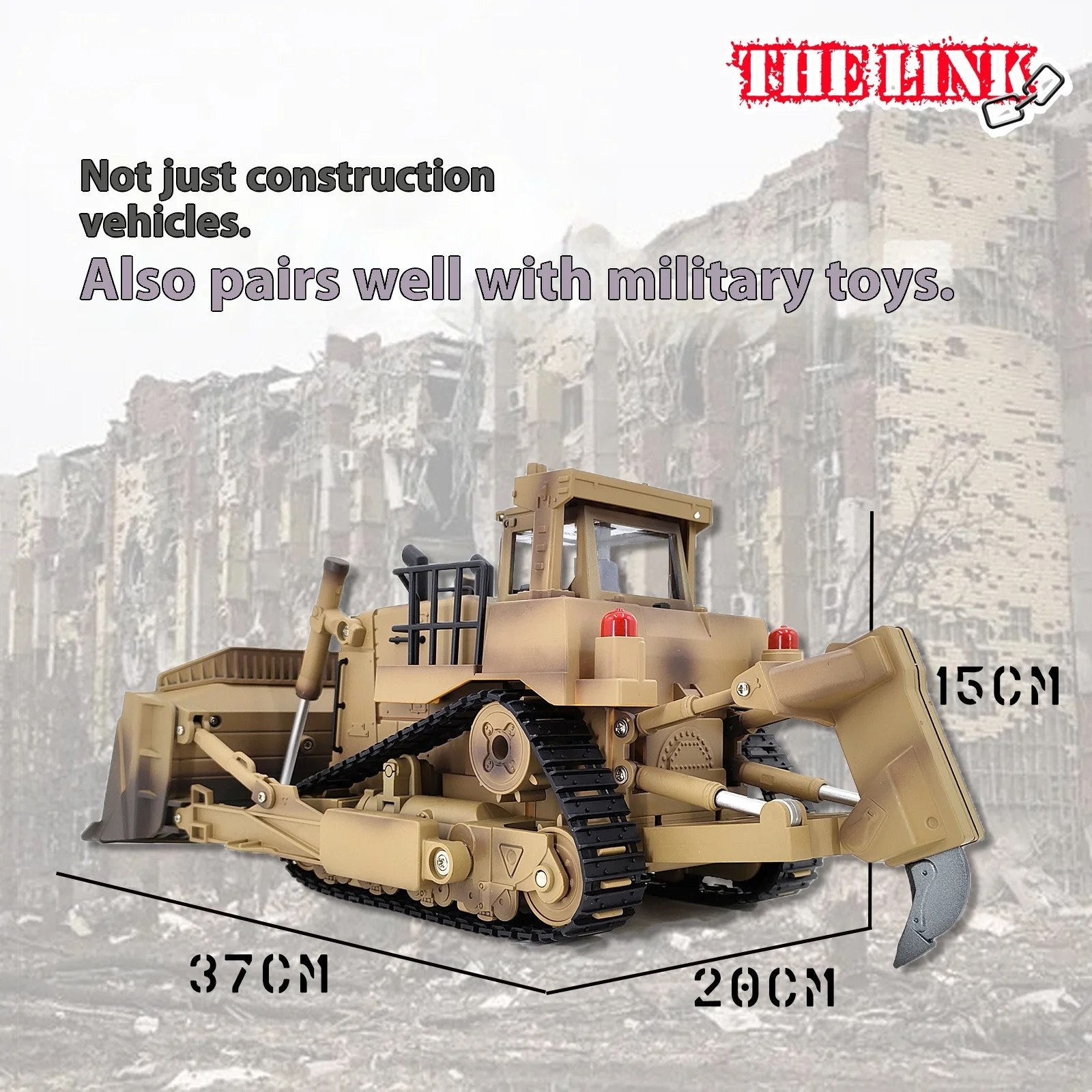 1: 18 نموذج لعبة متعدد الوظائف يتم التحكم فيه عن بعد لمركبة هندسية عسكرية لجرافة المهندس الأصفر في Huinadelin D9