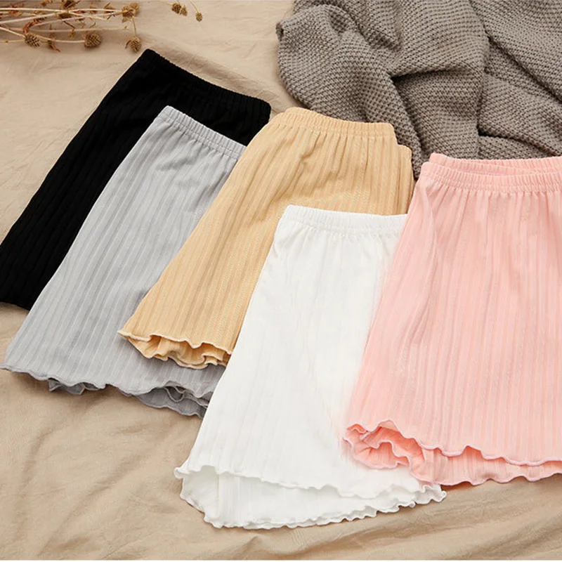 Striped Safety Briefs Ladies Shorts Seamless Hip Underwear Summer Shorts Home Outdoor Party Skirt Base Short Pants Women