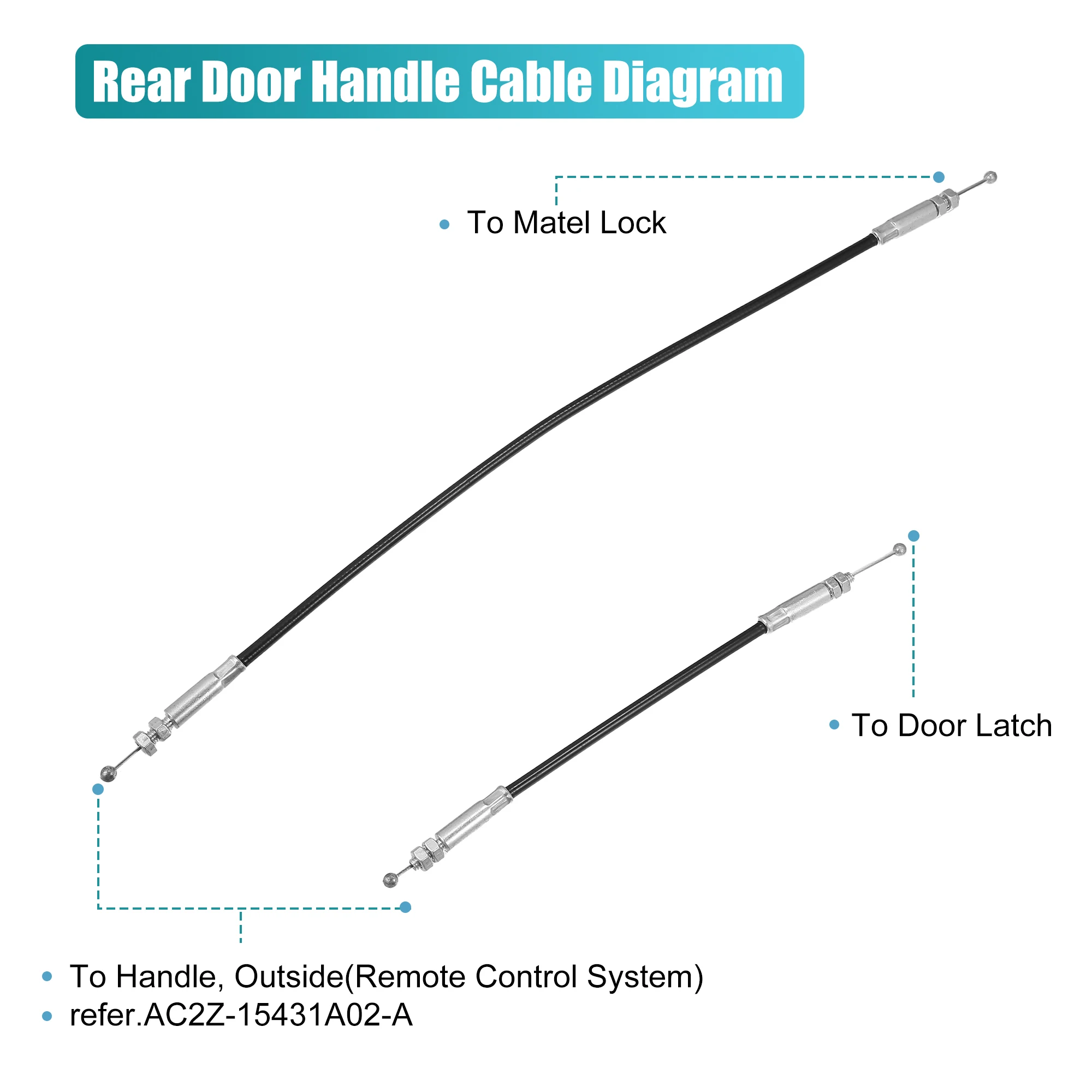 X Autohaux 1 Set Rear Right Door Latch Release Cable for Ford E-150 2003-2014 for Ford E-150 Econoline 1992-2002 8C2Z15431A02C
