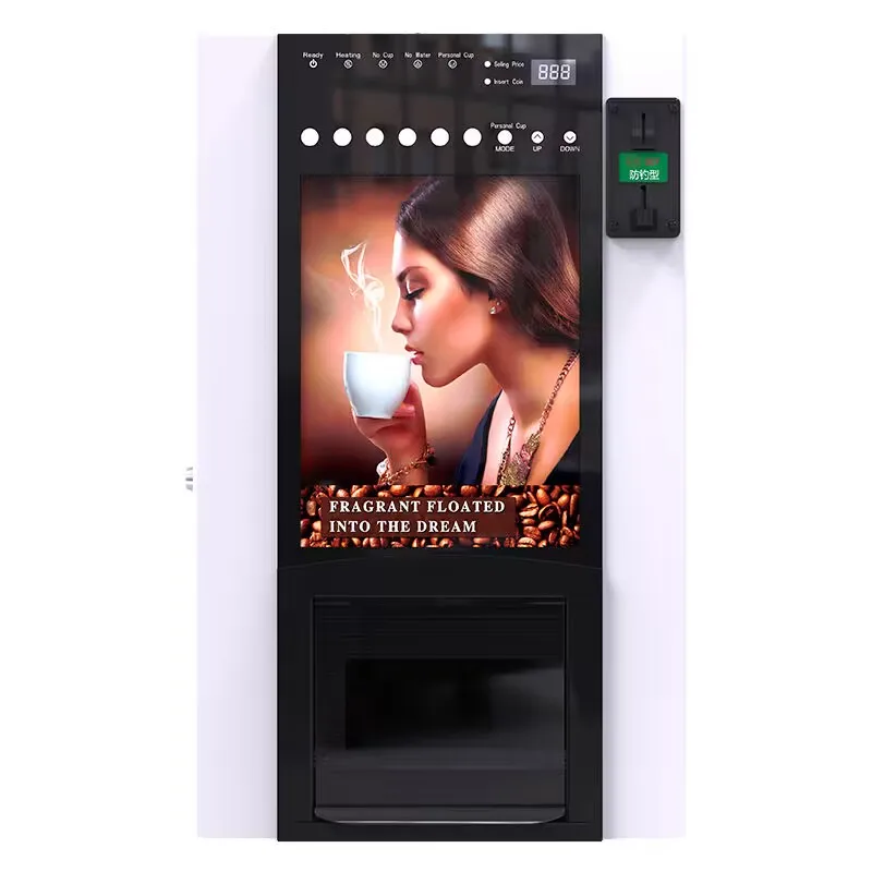 FOODLINE Low MOQ Coffee Vending Machine Constant Temperature Water System Card QR Cash Payment Commercial Kiosk