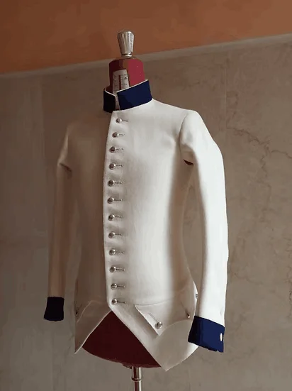 1747s الثورة الفرنسية نابليون ضابط زي عسكري معطف أبيض سترة فيكتورية من القرون الوسطى للرجال #3