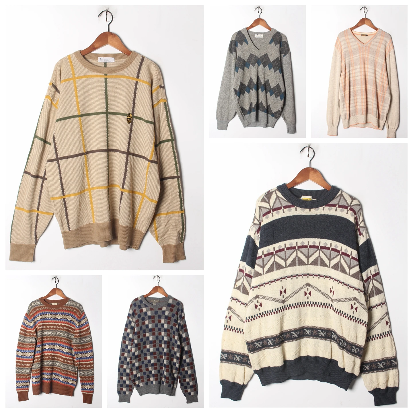 Pull en laine tricoté ample vintage, col rond, pull en V, pull d'hiver chaud pour femmes, pull rayé rétro, fabriqué en Chine