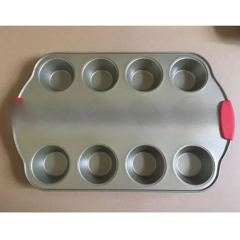 Silicone handle 12 holes 12 cups, round hole muffin cup, baking mold, cake mold iron carbon steel non-stick