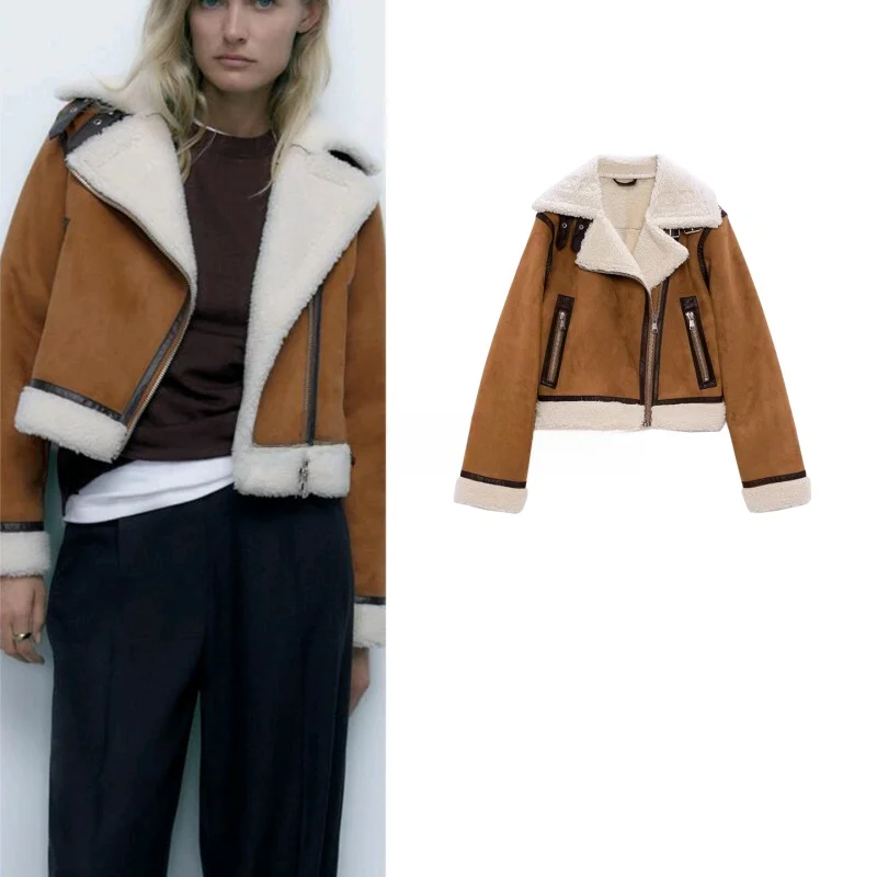 

Winter Women's Loose Fit Long Sve Jaet Thiened Warm Fce ort Outerwear Turn-down Collar Commuter Sle Polyester F...