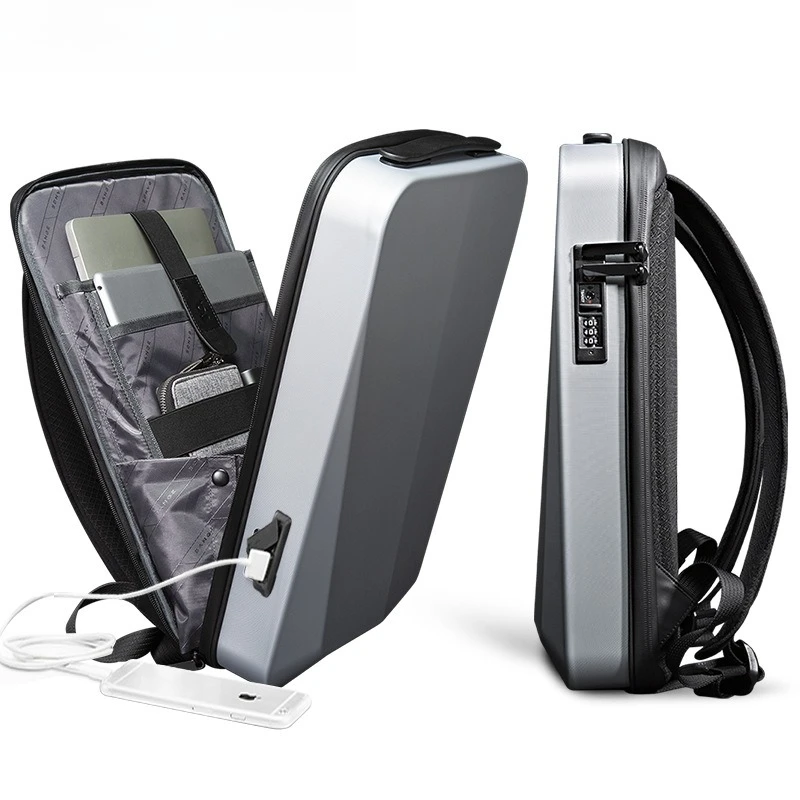 

New business backpack men's plastic hard shell computer bag waterproof
