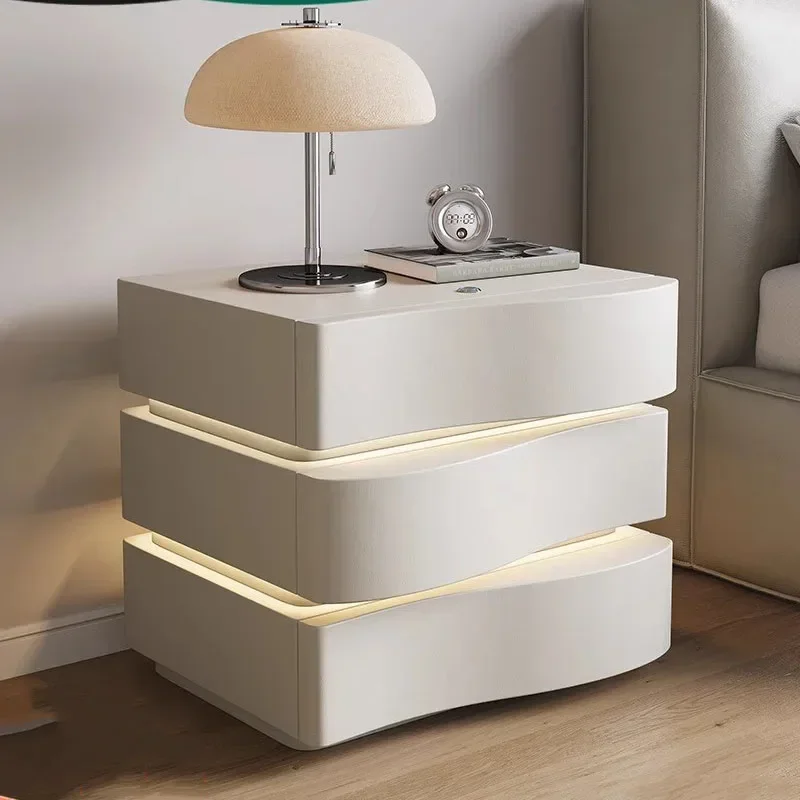 Floating Nightstand White Bedside Table Cabinet Narrow Bedroom Wood Coffee Bed Desk Drawer Storage Locker Gamer Round Side Mesas