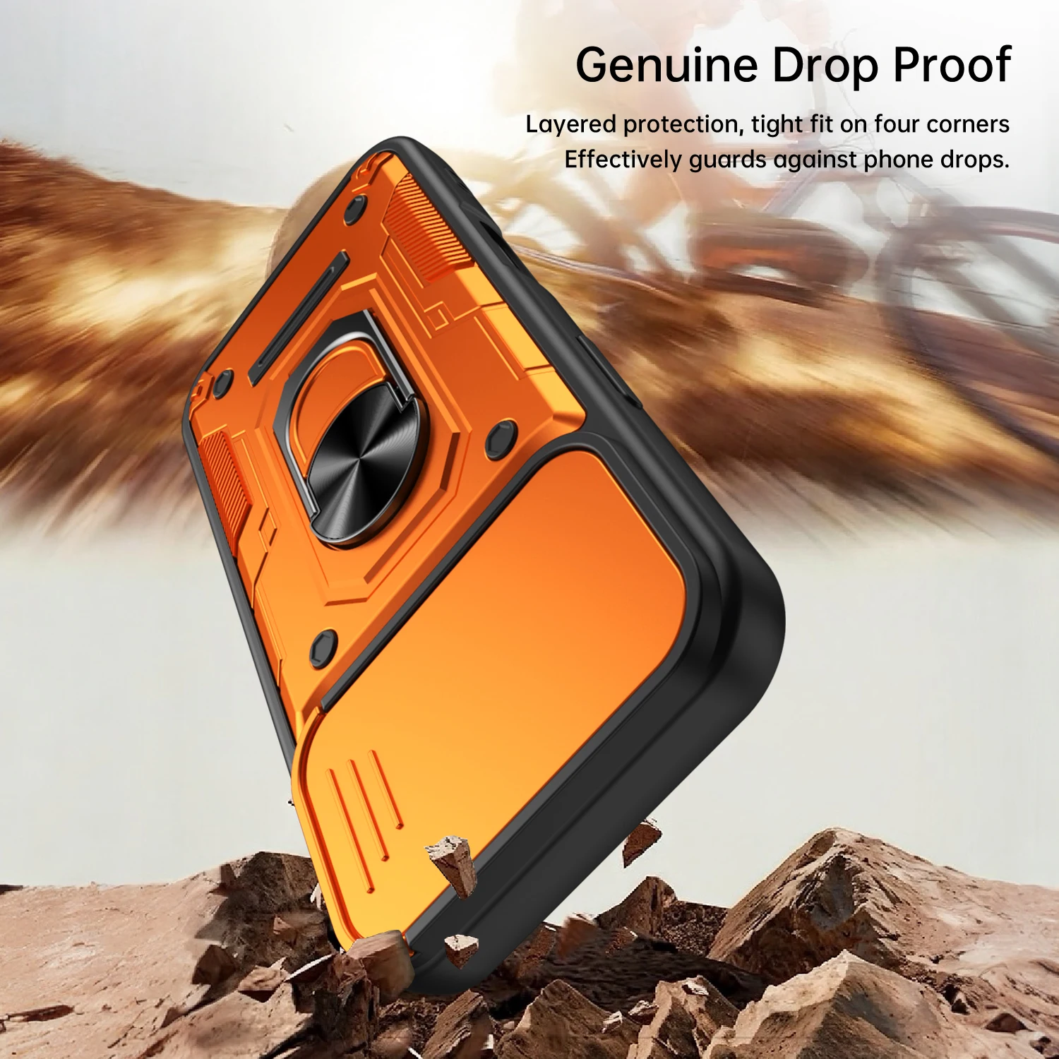 Nanshan Armor Stoßfeste Hülle mit Magnetring-Ständer für iPhone 17 Pro Max 16 Pro Max mit Schiebe-Kameraschutz und Rückabdeckung – Detail 8