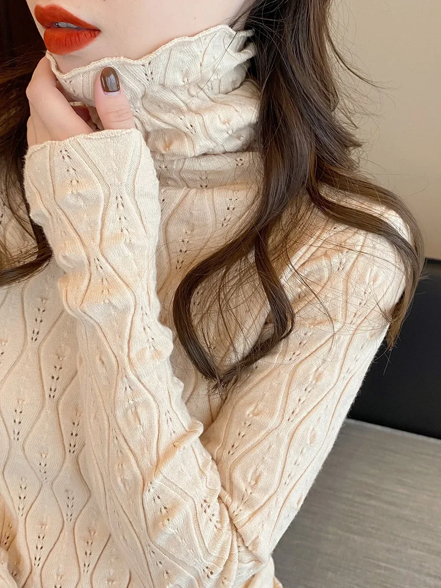 Sweater ramping wanita, Turtleneck wanita Sweater hangat musim gugur musim dingin Pullover atasan ramping Sweater rajut lembut tarik Female Женский wanita