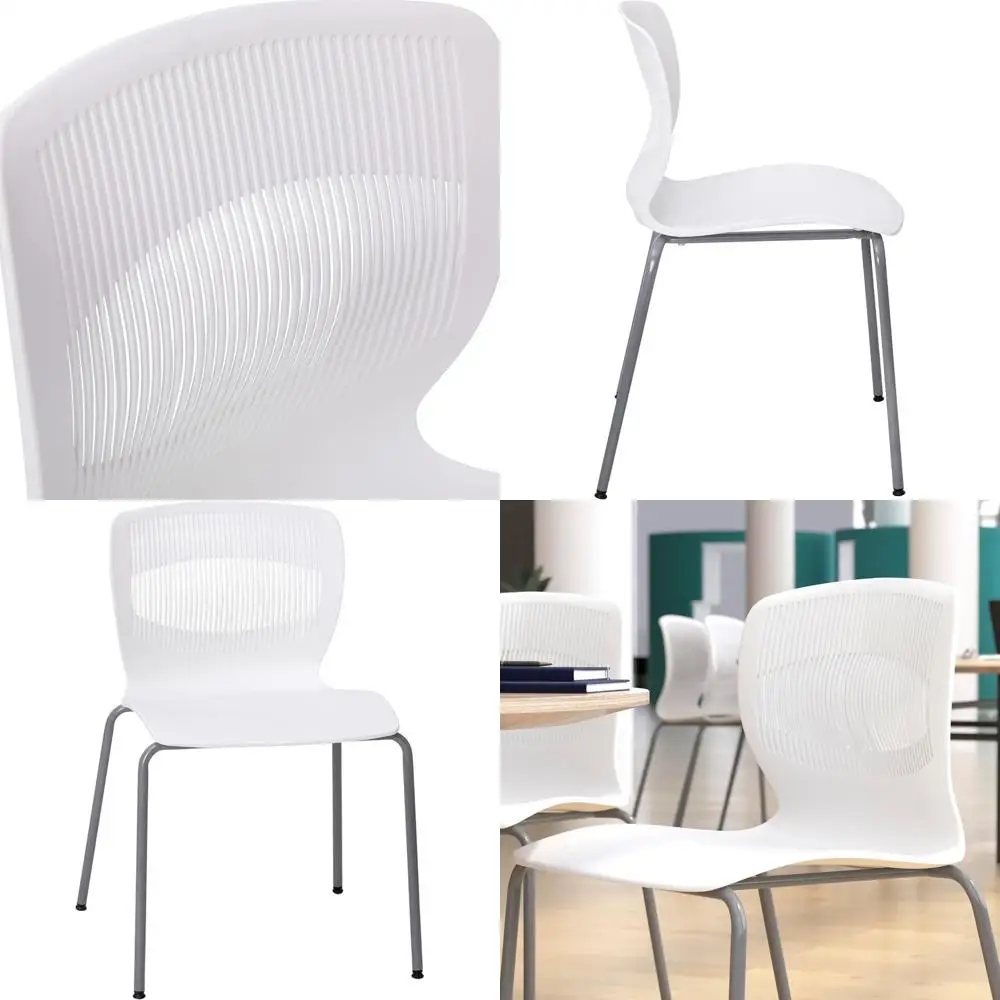 

Коммерческий складной стул Hercules - просторный дизайн, максимальная нагрузка 770 фунтов, поясничная опора, прочный пластик, серебристая металлическая рама.