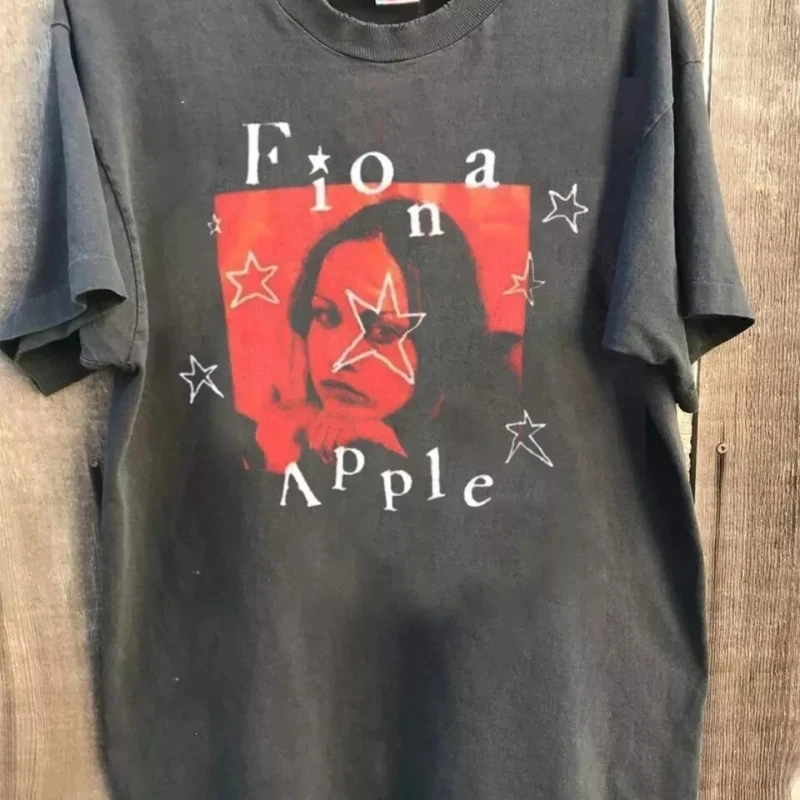 American Retro Fiona Apple T-shirt Graphic Charcoal Unisex T-shirt Summer New Retro Men's and Women's Streetwear