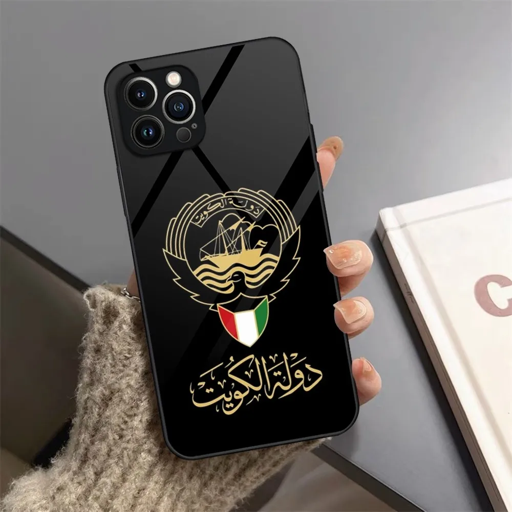 Kuwait Passport Flag Map Phone Case For iPhone 13 15 14 12 11 Pro XS Max Plus Mini X XR 8 7 6s SE2020 Tempered Glass Coque