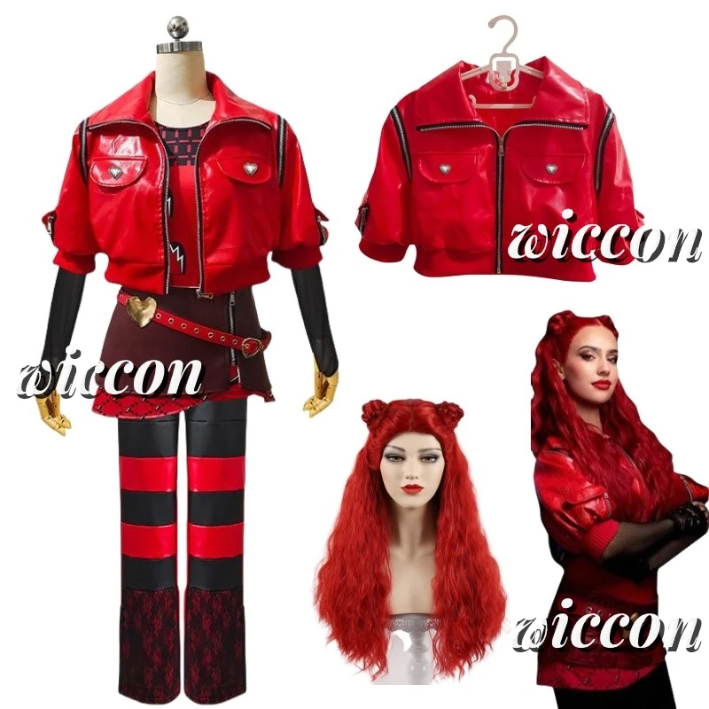 2024 Halloween Czerwony Kostium Cosplay Descendants Queen Of Hearts' Daughter Czerwony Uniform Set The Rise Of Red Princess Full Outfits