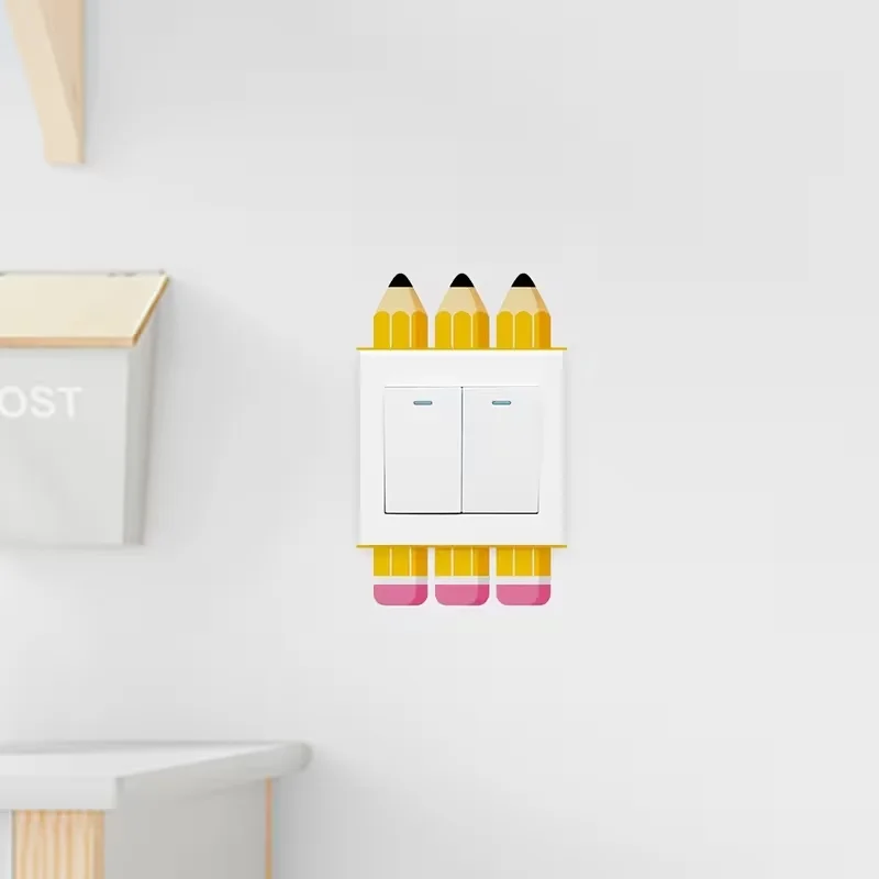1 switch sticker, self-adhesive waterproof sticker, fun pencil eraser pattern wall sticker, suitable for home decoration