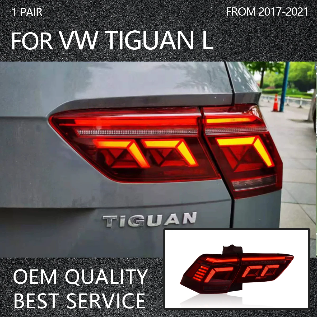 YOFER Car Tail Lights For Volkswagen Tiguan L 2017-2021 LED Car Tail Lamps Daytime Running Lights Car Accessories