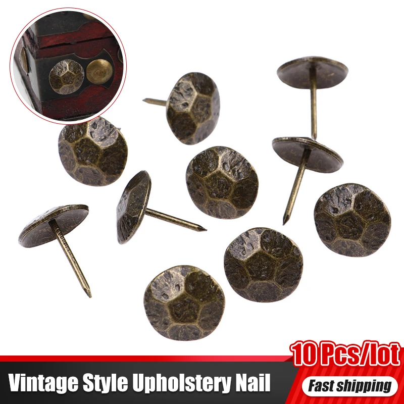 10pcs Vintage Style Bronze Turtle Back Decorative Upholstery Nail Jewelry Gift Box Sofa Decorative Tacks Stud Furniture Hardware