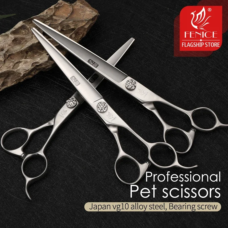 Fenice Dog Grooming Scissors 7/7.5/8 Inch JP VG10 Steel Bearing Screw Professional Dog Cutting Shears Grooming Tools