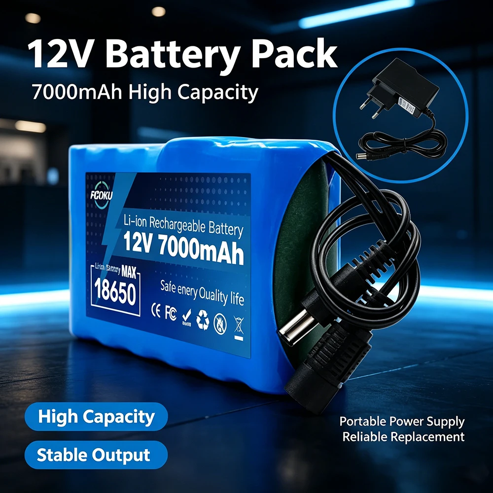

Portable Super 12V 7000mah Battery Rechargeable Lithium Ion Battery Pack Capacity DC 12.6v 7.0Ah CCTV Cam Monitor +Charger