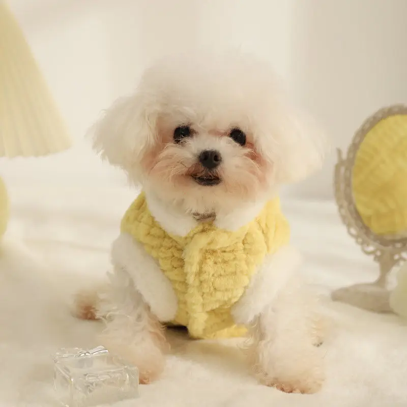 Pet Rabbit Hair Coat Dog Pet Clothes Autumn and Winter Warm Plush Vest Bears Small Dog Cute Vest Teddy Puppy Dog Clothes Winter