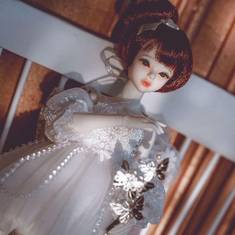 Tinane BJD Doll 1/6 White Gauze Skirt Lovely Fairy Like Girl Red European Court Dress Doll ShugaFairy