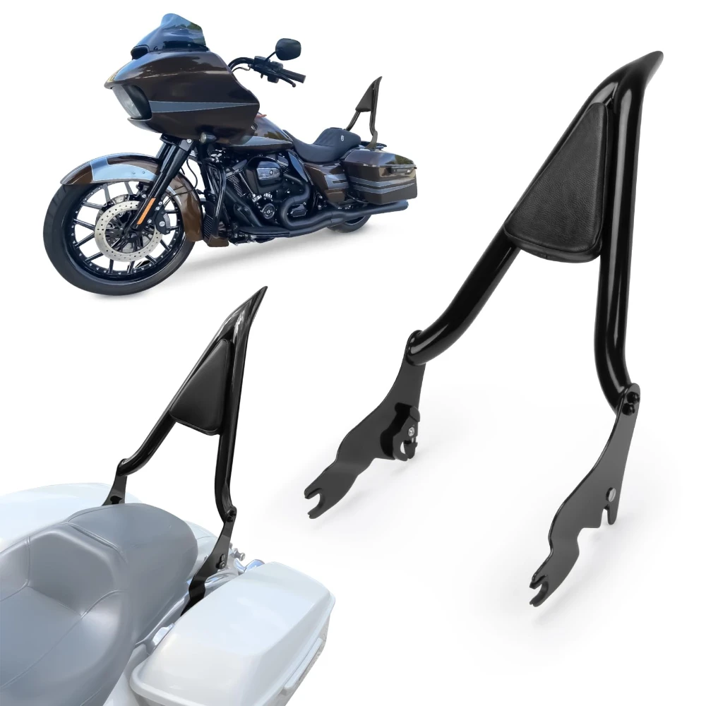 22 Inch Detachable Foldable Passenger Sissy Bar Backrest PU Leather Pad For Harley Touring FLHR FLHX FLHT FLTR 2009-2024