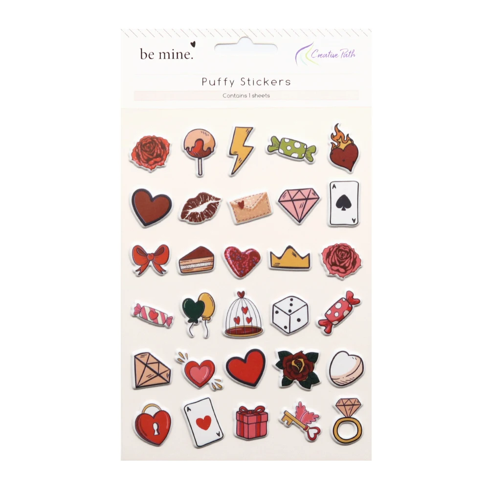 Creatieve Path Puffy Scrapbooking Deco Stickers Schattige Vaas Liefdeshart Kleine Mini Puffy Stickers voor Planner Journaling Crafting