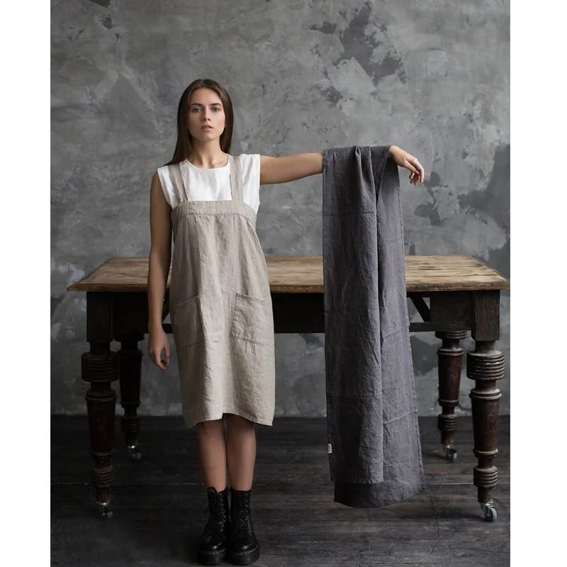 الكتان الفرنسي 100% حجر غسل الجدول مسار مخصص فاخر لون نقي طاولة شاي عداء طاولة طعام الغربية اكسسوارات الديكور