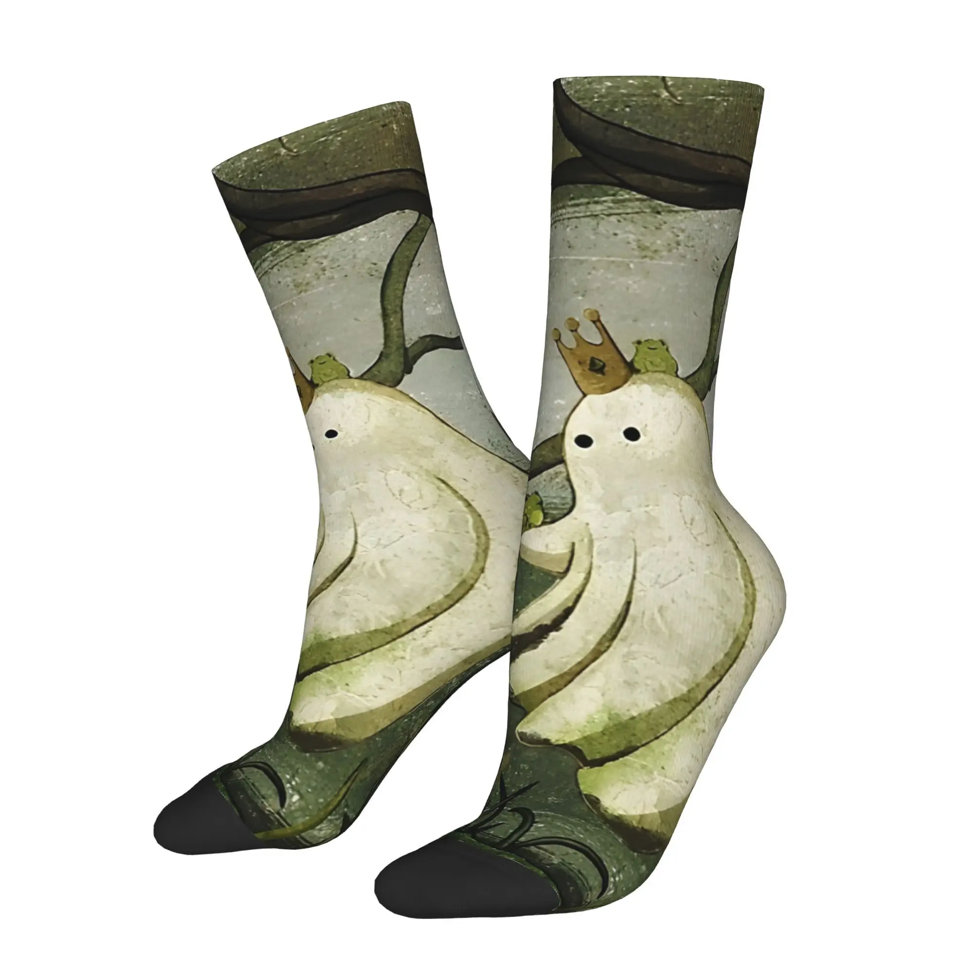 

Funny Happy Sock for Men Frog Prince Hip Hop Pattern Printed Crew Sock Casual Gift
