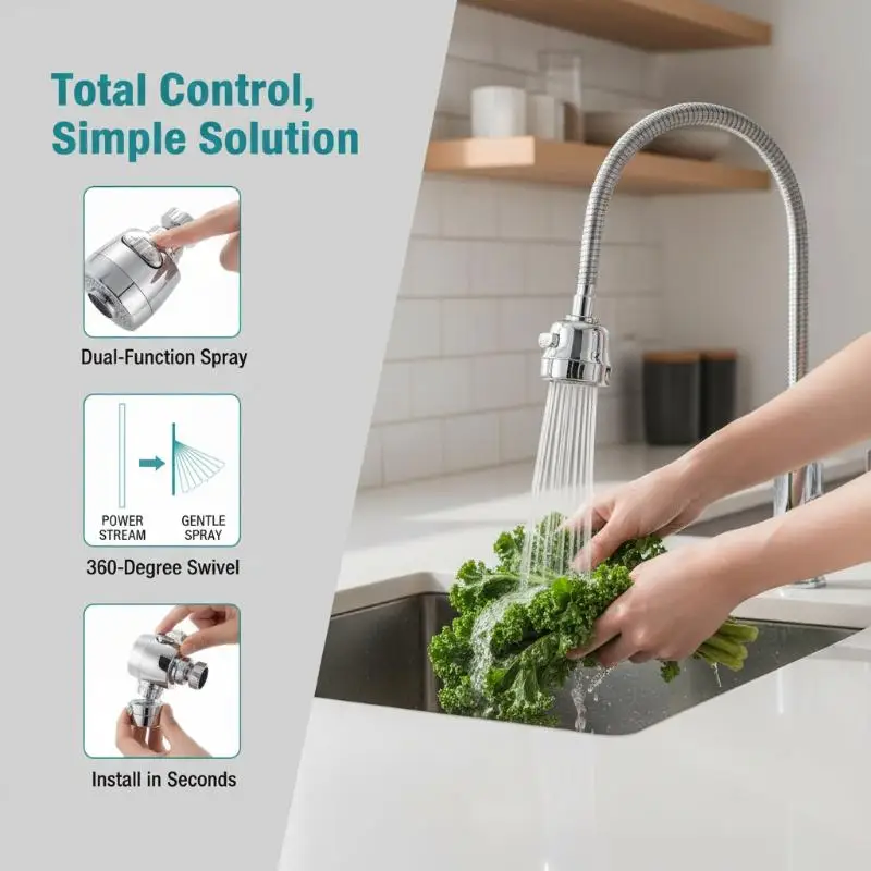 Faucet Extension Connector 360 Degree Swivel Adapter High Pressure Tap Hose for Kitchen Sink Bathroom Shower Universal Pipe