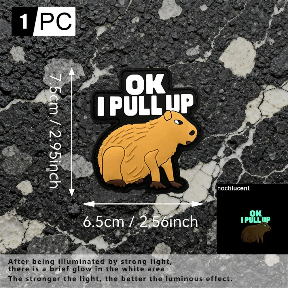 Creative capybara-shaped luminous PVC patch comes with a matching fuzzy handbag, a creative decorative badge for daily wear