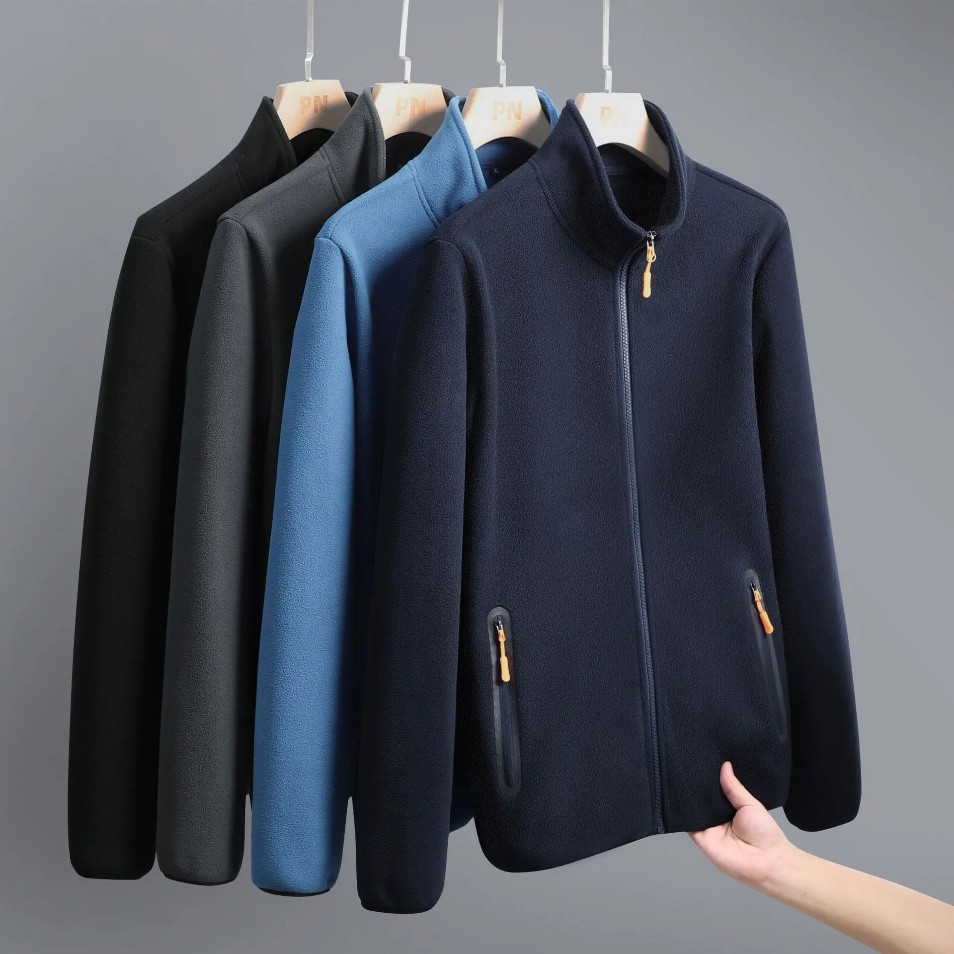 

Men Jacket Spring and Autumn Men's Fleece Jacket Middle-aged Men's Versatile Jacke