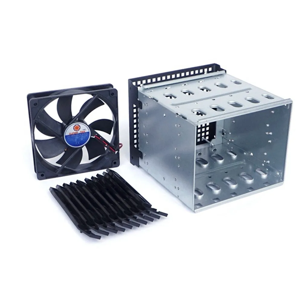 

5 Inch HDD Hard Drive Tray Rack Stainless Steel Cage Adapter Bracket with Plastic 5x 3.5\" Five-Disc Hard Disk Case