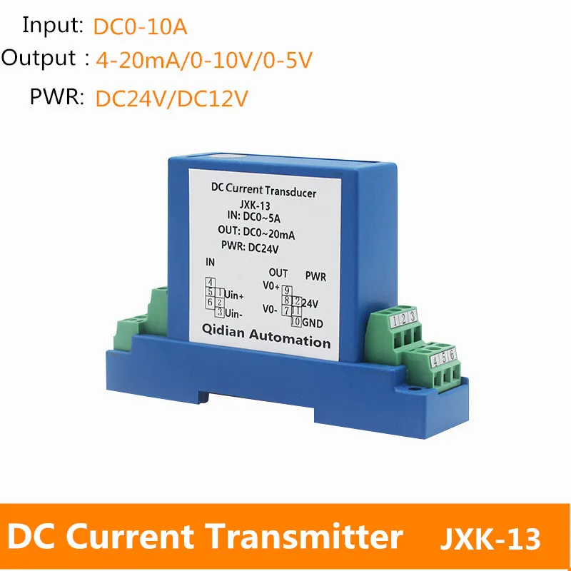 

DC Current Sensor 0-10V 4-20mA Analog Signal Converter DC 1A 2A 3A 5A 10A Input Current Transmitter JXK-13