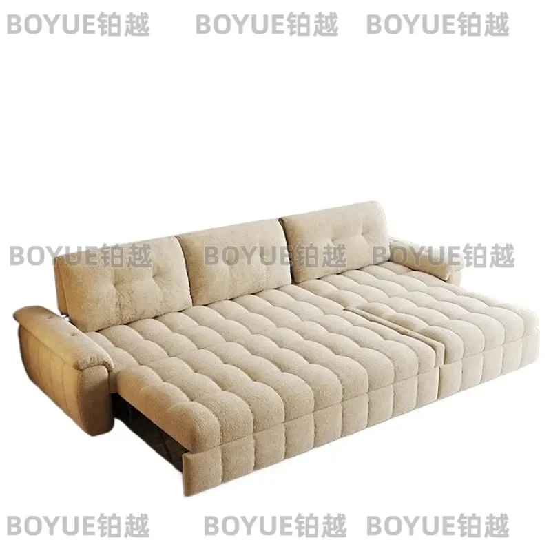 Cream Style Convertible Sofa Bed 3 Position Folding Telescopic Push Pull Couch for Small Apartment Living Room Custom Large