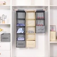 Cotton Linen Hanging Storage Bag Drawer Style Wardrobe Organizer Box Clothes Organizer Holder Collapsible Hanging Storage Shelve - Image 6