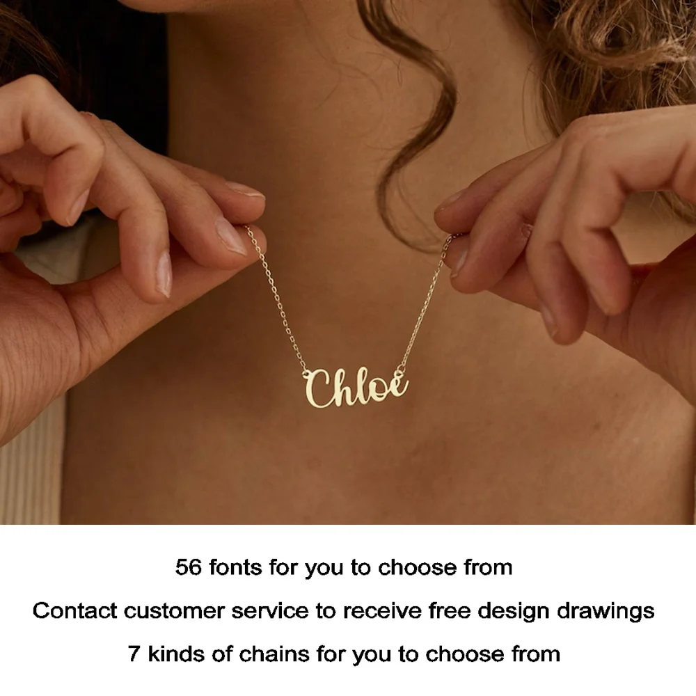 

2025 new custom letter necklace, high quality waterproof rose gold chain, wife gift, personalized name necklace silver