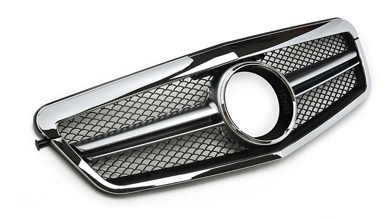 Chrome Front Hood Bumper Kidney Center Grille  With Matte Chrome Moulding And Frame For Mercedes Benz E-CLASS W212 AMG 2009-2013