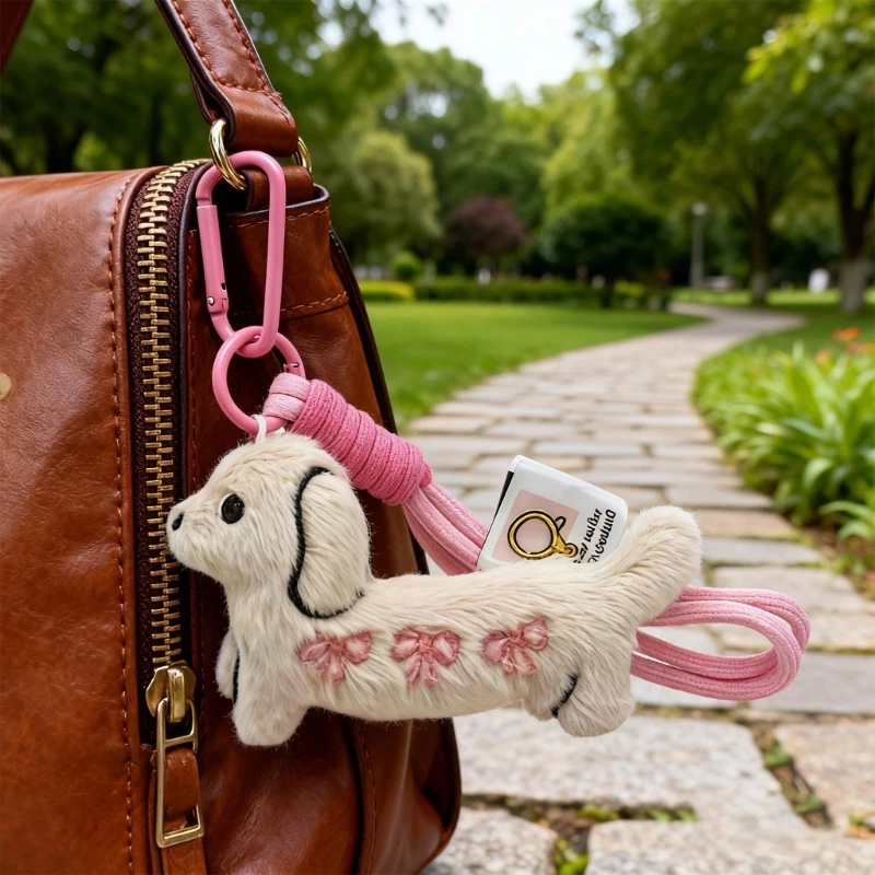 Sweet Cartoon Dachshund Plush Bag Charm for Personalization Soft Furry Bag Pendant for Kids and Adults Practical 6XDA