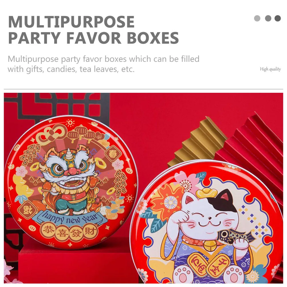 

2Pcs New Year Candy Boxes Exquisite Tinplate Candy Box Tiger Year Cookie Box Festival Gift Packaging Tinplate Gift Case