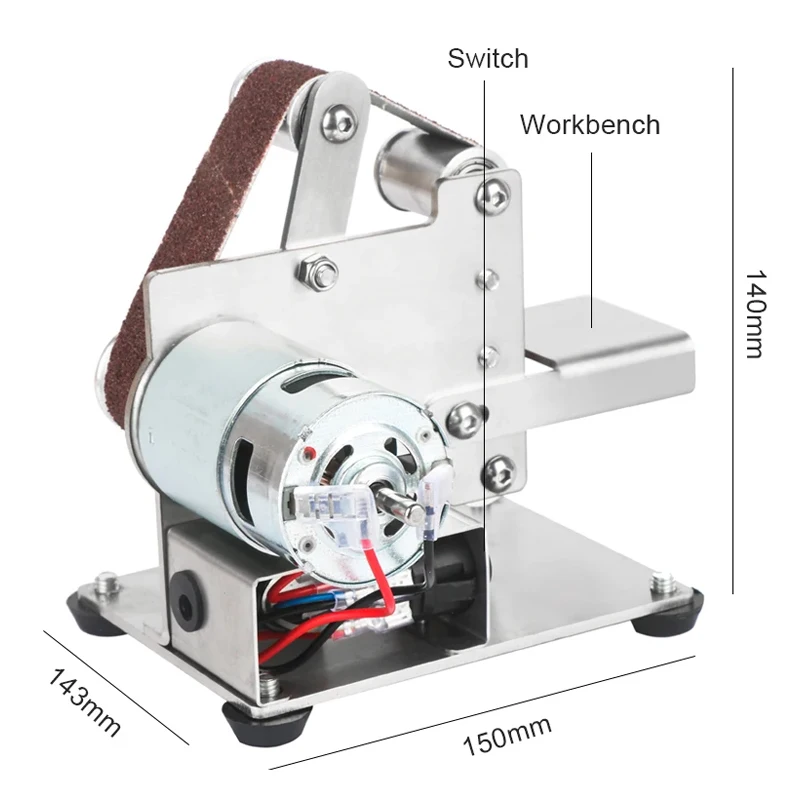 Mini Electric Belt Sander Grinder 110V~220V Adjustable Speed Cutter Edges Sharpener Polishing Grinding Machine with 10PCS Belts