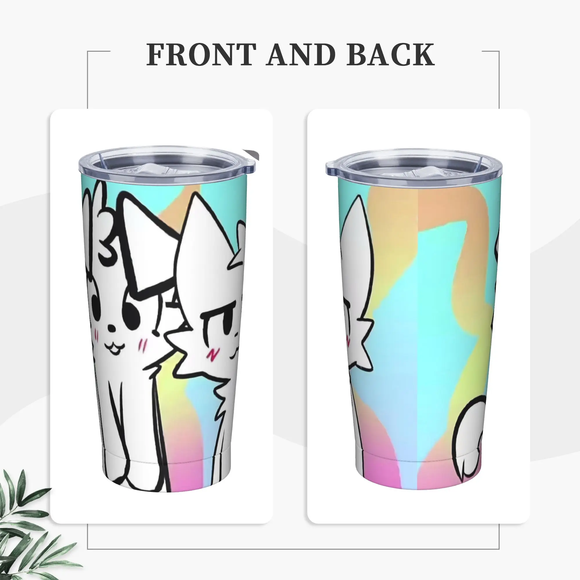 Boykissers Silly Cat Insulated Tumbler with Straws Cartoon Stainless Steel Coffee Mugs Outdoor Travel Spill Proof Cups, 20oz