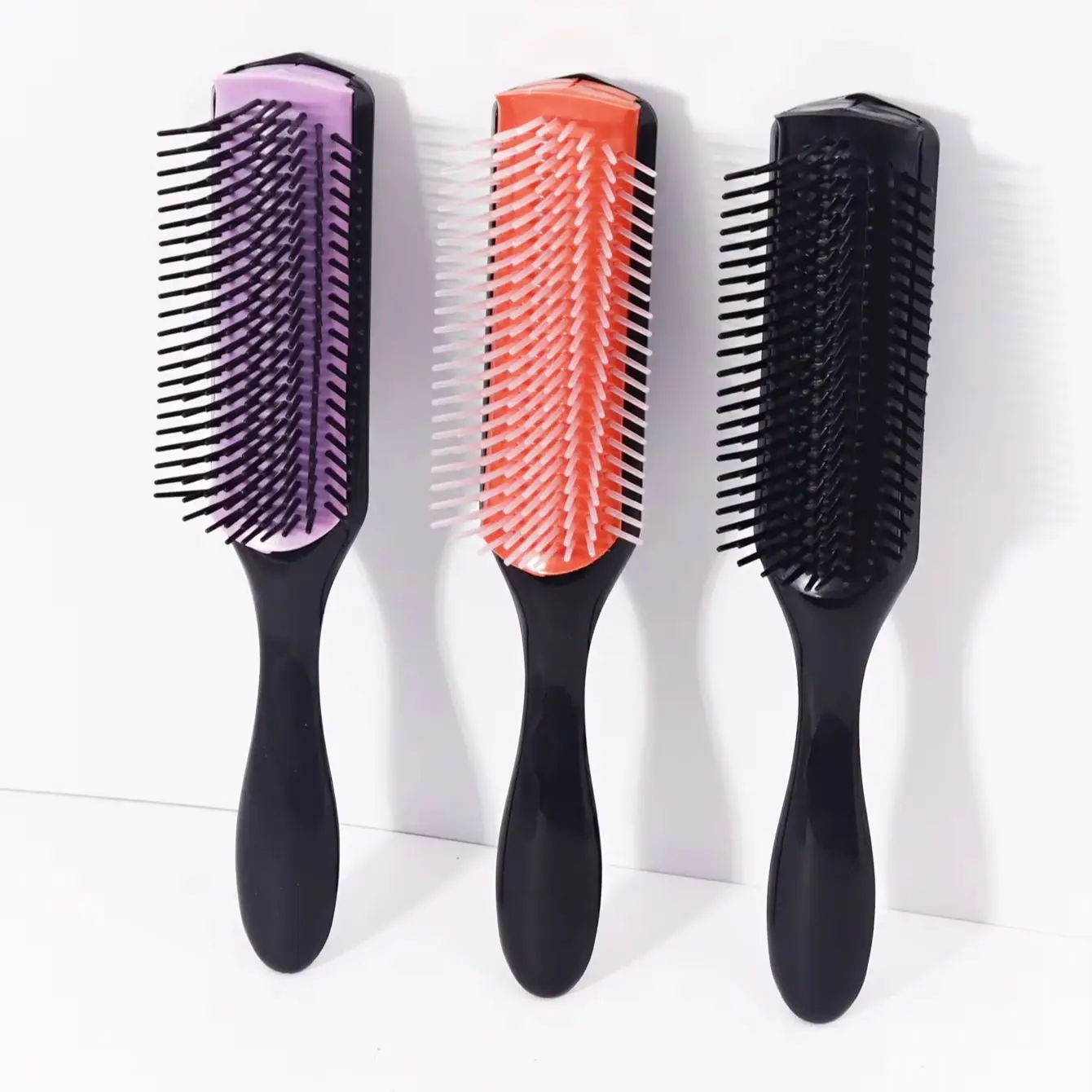 3pcs hair comb set, 9-row cushioned nylon brushes, exfoliating dry and wet curly hair styling, Special for Real Hair Wigs