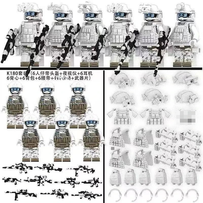 Militärfiguren der Spezialeinheiten, Ghost-Swat-Soldaten, die Bausteine zusammenbauen, explosionsgeschützte Polizei-Bausteine, Ghost-Swat – Detail 17