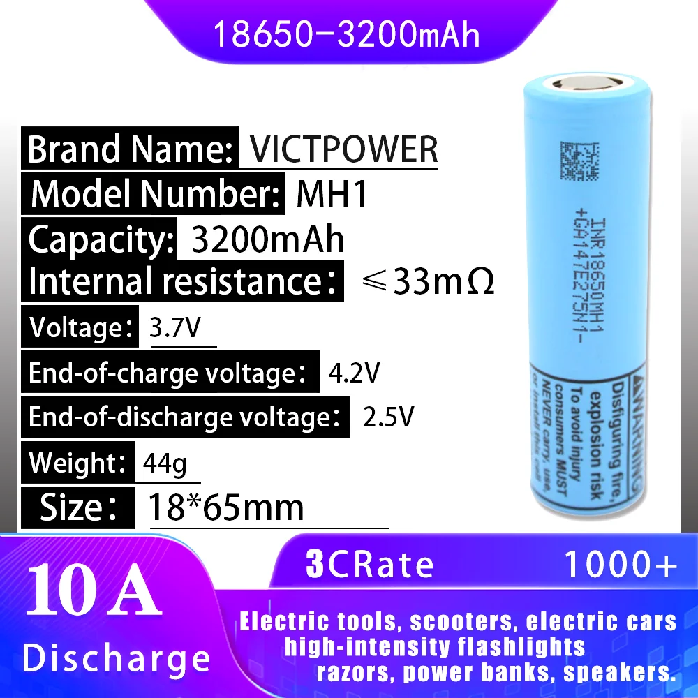 Victpower Mh1 3200Mah 3,6 V 18650 18650 Battería Linterna 18650 3C Battería De Litio Icr 18650 Battería 3,7 V